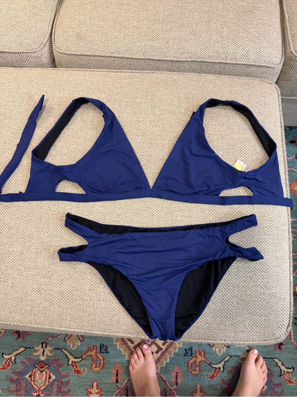 Gianni Bini Navy Blue Cutout Triangle Bikini